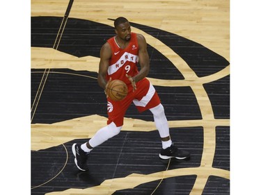 Toronto Raptors Serge Ibaka C (9) at half court during the second quarter in Toronto, Ont. on Wednesday March 27, 2019. Jack Boland/Toronto Sun/Postmedia Network