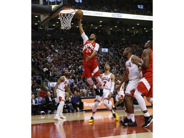 Toronto Raptors Norman Powell SF (24) scores two of his 20 points on the night during the second half in Toronto, Ont. on Wednesday March 27, 2019. Jack Boland/Toronto Sun/Postmedia Network