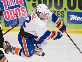 New York Jr. Islanders Joseph Duszak during the Mac's AAA Midget Hockey Tournament on December 28, 2014 in Calgary. Postmedia files