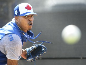 Blue Jays pitcher Marcus Stroman sat down the six Tampa Bay batters he faced at Dunedin Stadium in Grapefruit League action on Saturday. (CP FILES)