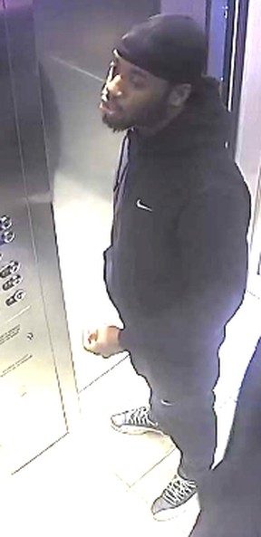 CCTV image of the first of two suspects sought by Peel Regional Police in a Feb. 26 robbery of several smartphones in Brampton