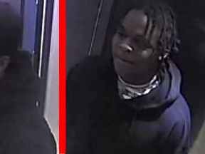 Two suspects sought by Peel Regional Police in a Feb. 26 robbery of several smartphones