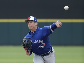 Toronto Blue Jays' Ryan Borucki pitches against the Detroit Tigers in the first inning of a spring training baseball game, Tuesday. The Jays won 5-2.
(AP Photo/John Raoux)