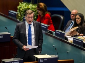 Toronto Mayor John Tory during the budget debate in Council Chambers at Toronto City Hall on Monday, Feb. 12, 2018. (Ernest Doroszuk/Toronto Sun/Postmedia Network)