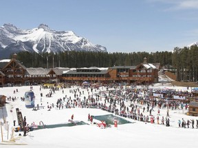 The base of the Lake Louise Ski Resort is shown during April 2018's end-of-season Shake the Lake party in a handout photo. THE CANADIAN PRESS/HO-Lake Louise Resort MANDATORY CREDIT