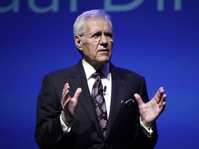 Alex Trebek speaks during a gubernatorial debate in Hershey, Pa., on Oct. 1, 2018. (THE CANADIAN PRESS/AP-Matt Rourke)