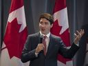 Prime Minster Justin Trudeau delivers remarks to supporters at a Liberal donor appreciation event in Toronto on Wednesday, March 27, 2019. (THE CANADIAN PRESS/ Tijana Martin)