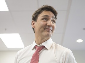 Prime Minister Justin Trudeau takes his leave after talking with staff at Carefirst Seniors and Community Services Association in Scarborough, Ont., on Wednesday, March 27, 2019. (THE CANADIAN PRESS/Chris Young)