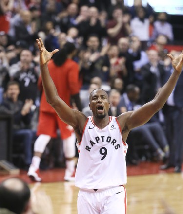 Toronto Raptors center Serge Ibaka (9)on Tuesday March 5, 2019. The Toronto Raptors host the Houston Rockets at the Scotiabank Arena in Toronto, Ont. Veronica Henri/Toronto Sun/Postmedia Network