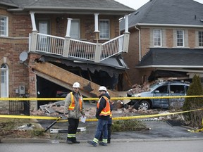 Homes severely damaged in Scarborough on Grackle Trail after an early morning TTC bus crash  Thursday March 21, 2019. Jack Boland/Toronto Sun