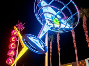 Neon signs along Fremont St. in downtown Las Vegas, Nevada