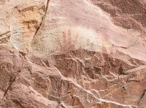 Ancient Native American handprint in Red Rock Canyon, west of Las Vegas, Nevada.
