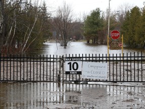 The campground at Centennial Park in Whitefish, Ont. is flooded because of the rising water from Vermilion River on Friday April 26, 2019. John Lappa/Sudbury Star/Postmedia Network