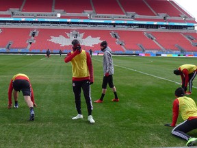 Toronto FC players have had to deal with some poor weather conditions in training this season. (THE CANADIAN PRESS)