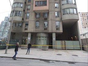 A man was rescued after falling down an elevator shaft at 248 Simcoe St. in Toronto on Thursday April 11, 2019. Craig Robertson/Toronto Sun