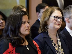MPs Jody Wilson-Raybould and Jane Philpott are pictured at Rideau Hall in Ottawa on Jan. 14, 2019. (THE CANADIAN PRESS)