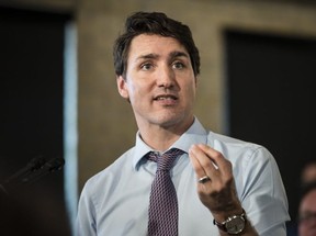 Prime Minister Justin Trudeau makes an announcement in Kitchener on April 16, 2019. (THE CANADIAN PRESS)