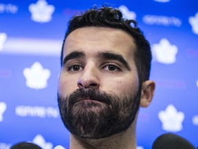 Toronto Maple Leaf Nazem Kadri scrums at Leaf year end availability  in Toronto on Thursday April 25, 2019. Craig Robertson/Toronto Sun/Postmedia Network