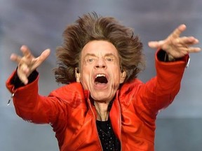 Rolling Stones singer Mick Jagger performs with the band during a concert at Berlin's Olympic Stadium on June 22, 2018.