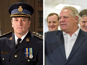 Brad Blair, left, and Ontario Premier Doug Ford, right