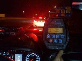 A driver is nabbed at 254 km/h in Mississauga on Tuesday, April 9, 2019. (OPP_HSD/Twitter)