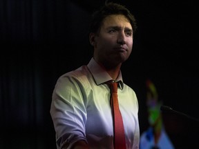 Justin Trudeau, Leader of the Liberal Party of Canada, addresses supporters at the 2019 convention of the Liberal Party of Canada (Ontario) in Mississaugua, Ont. on Friday April, 12, 2019. THE CANADIAN PRESS/Chris Young