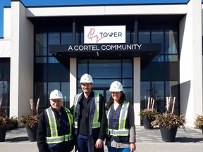 With Peter and Romina Cortellucci of The Cortel Group, just before embarking on a hard-hat, construction tour of the new Expo City, a five-condo development in downtown Vaughan.