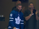 Drake attends Game 4 of the Maple Leafs vs. Bruins at Scotiabank Arena on April 17, 2019.