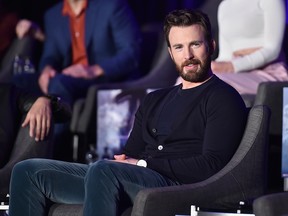 Chris Evans speaks onstage during Marvel Studios' "Avengers: Endgame" Global Junket Press Conference at the InterContinental Los Angeles Downtown on April 7, 2019 in Los Angeles.