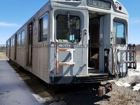 One of two surplus TTC subway cars available for purchase on a Government of Canada surplus auction website