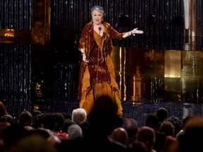 Mary Walsh accepts her award at the Canadian Screen Awards in Toronto on Sunday, March 31, 2019.