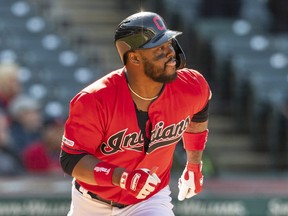 Hanley Ramirez of the Cleveland Indians runs after hitting a two-run home run during the ninth inning against the Chicago White Sox at Progressive Field on April 3, 2019 in Cleveland, Ohio. (JASON MILLER/Getty Images)