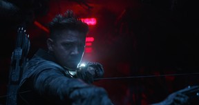 Jeremy Renner as Hawkeye in a scene from Avengers: Endgame (Marvel Studios)