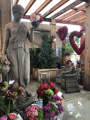 The Farmhouse at Roger’s Garden is decked out for Valentine’s Day with blooms from its nursery. It’s a secret gem, frequented by locals in Orange County, in one of the residential neighbourhoods of Coronel del Mar.