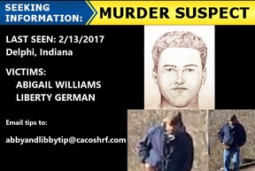 New police sketch of suspected killer. INDIANA STATE POLICE