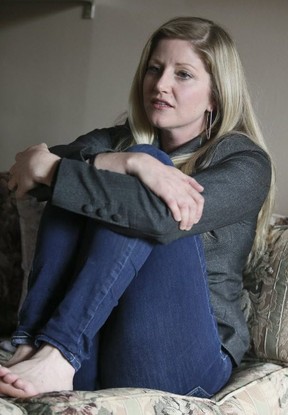 Jessica Donald, of Burlington, Ont., speaks out about domestic violence on Saturday, April 13, 2019. (Veronica Henri/Toronto Sun/Postmedia Network)
