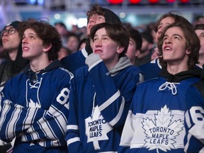 The Toronto Leafs fans had little to cheer about as their team took on the Boston Bruins in Game 2 of their post season series in Toronto, Ont. on Saturday, April 13, 2019. (Stan Behal/Toronto Sun/Postmedia Network)