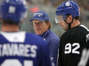 Mike Babcock says he feels no stress heading into tonight’s game in Montreal, adding that the Leafs have done enough good things in recent games that he feels comfortable with where their play is heading into the post-season. DAVE ABEL/TORONTO SUN