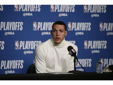 Orlando Magic Aaron Gordon speaks to the media at the after game press conferences in Toronto, Ont. on Tuesday April 16, 2019. Jack Boland/Toronto Sun/Postmedia Network