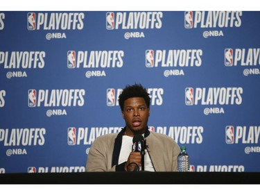 Toronto Raptors Kyle Lowry speaks to the media at the after game press conferences in Toronto, Ont. on Tuesday April 16, 2019. Jack Boland/Toronto Sun/Postmedia Network
