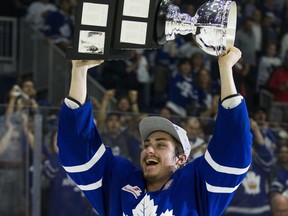 Could 6-foot-4 Mason Marchment, seen here celebrating winning last season's Calder Cup. be joining the Maple Leafs in September? (Ernest Doroszuk/Toronto Sun)
