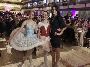 Choreographer Melanie Hamrick poses with dancers at the gala of Youth America Grand Prix, the world's largest ballet scholarship competition, on Thursday, April 18, after the U.S. premiere of her new ballet, "Porte Rouge" (Red Door), based on classic Rolling Stones tunes arranged by her partner, Mick Jagger.