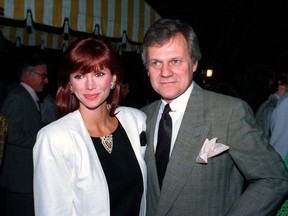 This June 13, 1986 file photo shows actress Victoria Principal, left, and actor Ken Kercheval, co-stars of the popular TV show "Dallas."
