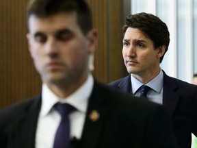 Prime Minister Justin Trudeau makes his way back to a cabinet meeting after voting in the House of Commons on Parliament Hill in Ottawa on Tuesday.