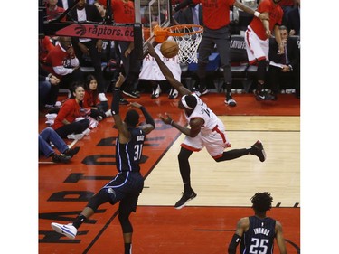 Orlando Magic Terrence Ross SG (31) fouls Toronto Raptors Pascal Siakam PF (43) during the first half in Toronto, Ont. on Tuesday April 23, 2019. Jack Boland/Toronto Sun/Postmedia Network