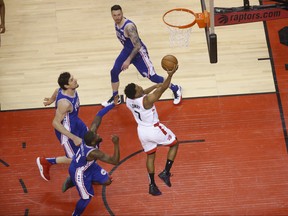 Toronto Raptors Kyle Lowry PG (7) goes to the bucket during the first half in Toronto, Ont. on Saturday April 27, 2019. Jack Boland/Toronto Sun/Postmedia Network