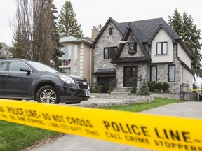 An Etobicoke home, on Dundas St. W. just east of Islington Ave., was cordoned off Saturday, April 27, 2019, after a shooting at a house party. (Ernest Doroszuk/Toronto Sun/Postmedia)