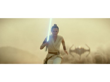 This image released by Lucasfilm Ltd. shows Daisy Ridley as Rey in a scene from "Star Wars: Episode IX."