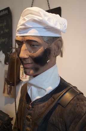 At the Chimney Sweep Museum in Vienna’s Fourth District, hidden away in a former public bathhouse, a mannequin models the sweeps’ traditional uniform. (Peter Neville-Hadley/Horizon Writers’ Group)
