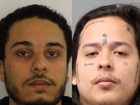 (left) Domenic Lees, 24, of Whitby, and (right) Simon Ho-On, 23, of Toronto, face an assortment of charges stemming from a human trafficking investigation. (Toronto Police handout)